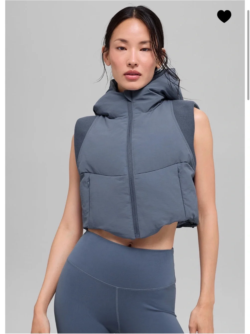 ALO Yoga Hooded Puffer Vest in Bluestone
